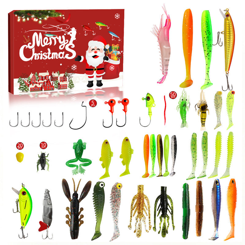Christmas Fishing Lure Advent Calendar Blind Box Set with Minnow Popper Spoons