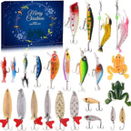 Christmas Fishing Lure Advent Calendar Blind Box Set with Minnow Popper Spoons