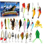 Christmas Fishing Lure Advent Calendar Blind Box Set with Minnow Popper Spoons