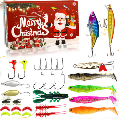 Christmas Fishing Lure Advent Calendar Blind Box Set with Minnow Popper Spoons