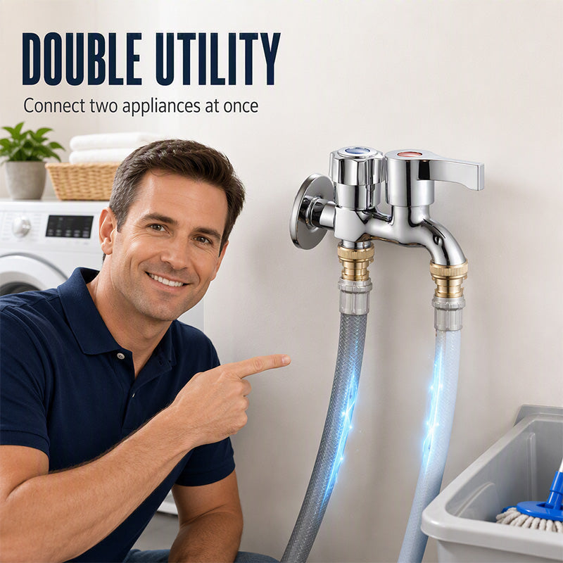 Dual-Outlet Washing Machine Faucet