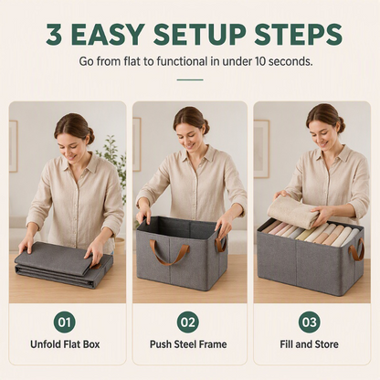 Foldable Storage Basket with Handles