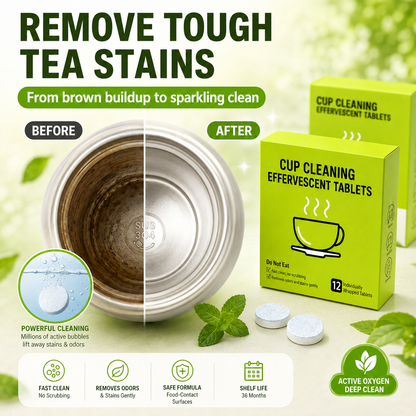 📢📢50% OFF !! ⏰12-Pack Active Oxygen Cup Cleaning Effervescent Tablets