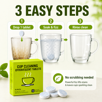 📢📢50% OFF !! ⏰12-Pack Active Oxygen Cup Cleaning Effervescent Tablets