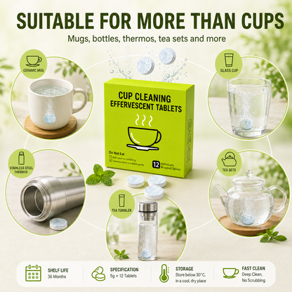 📢📢50% OFF !! ⏰12-Pack Active Oxygen Cup Cleaning Effervescent Tablets