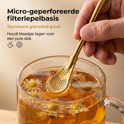 2-in-1 tea filter, spoon and straw