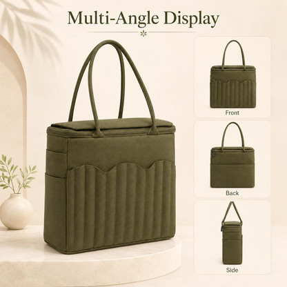 Knitting & Crochet Yarn Organizer Bag | Canvas Tangle-Free Storage with Needle Pockets