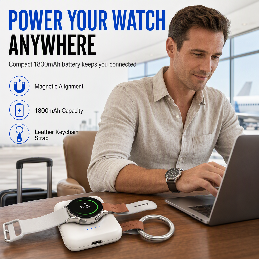 1800mAh Magnetic Wireless Power Bank Portable for Smartwatches