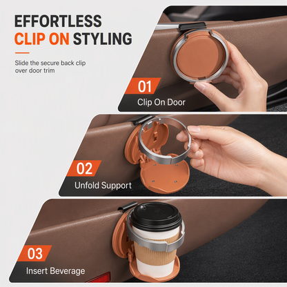🚗 Last Day Special Price $19.99! 🥤Multifunctional Foldable Car Door Cup Holder Large Diameter Drink and Water Bottle Storage Rack