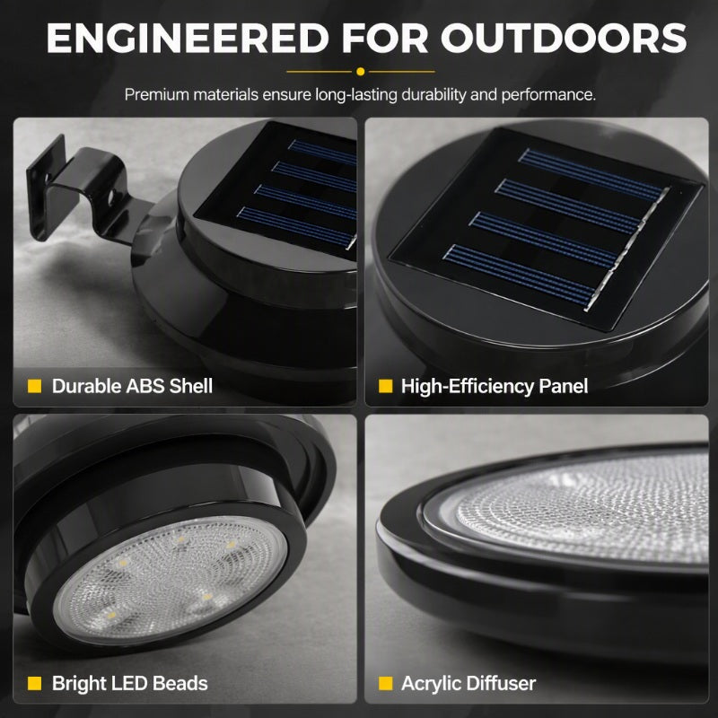 ☀️Solar Gutter & Fence LED Lights | Outdoor IP65 Waterproof Wall Lights with Auto Dusk to Dawn Sensor, No Wiring