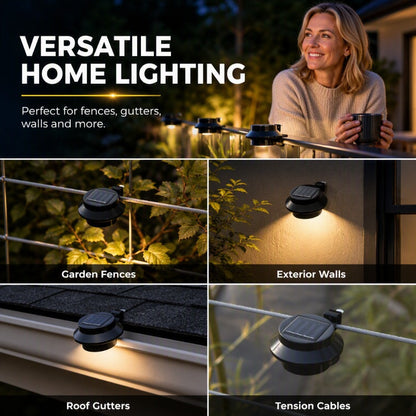 ☀️Solar Gutter & Fence LED Lights | Outdoor IP65 Waterproof Wall Lights with Auto Dusk to Dawn Sensor, No Wiring