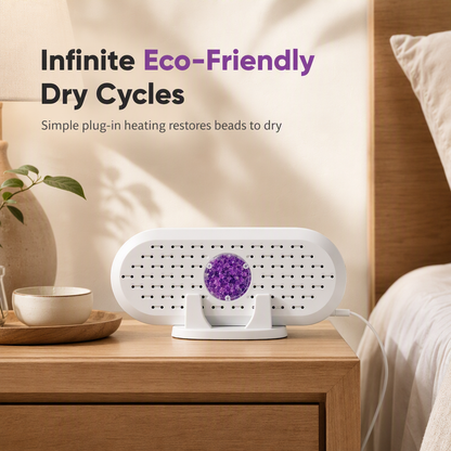 Mini Reusable Household Dehumidifier — Silica Gel Moisture Absorber for Closets, Wardrobes, Drawers & Bathrooms, Visual Color-Indicator, USB Rechargeable, Eco-Friendly, White