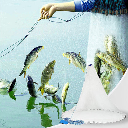 Hand Cast Fishing Net | 3/8" Mesh Bait Cast Net with Heavy Duty Sinkers for Saltwater & Freshwater