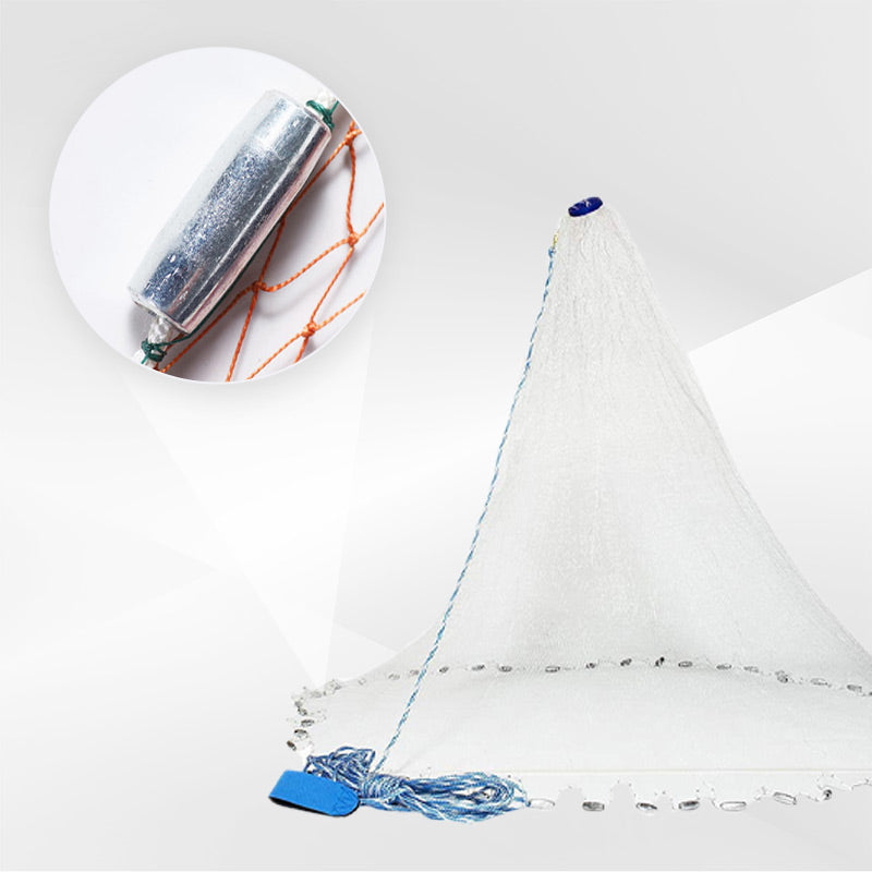 Hand Cast Fishing Net | 3/8" Mesh Bait Cast Net with Heavy Duty Sinkers for Saltwater & Freshwater