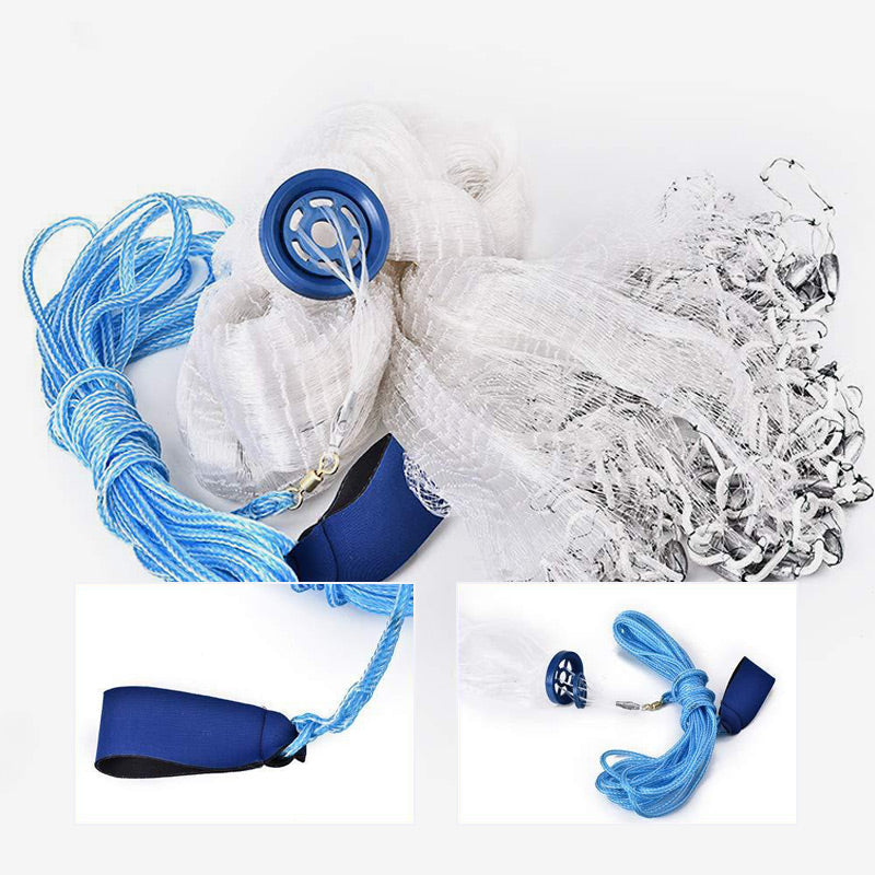 Hand Cast Fishing Net | 3/8" Mesh Bait Cast Net with Heavy Duty Sinkers for Saltwater & Freshwater