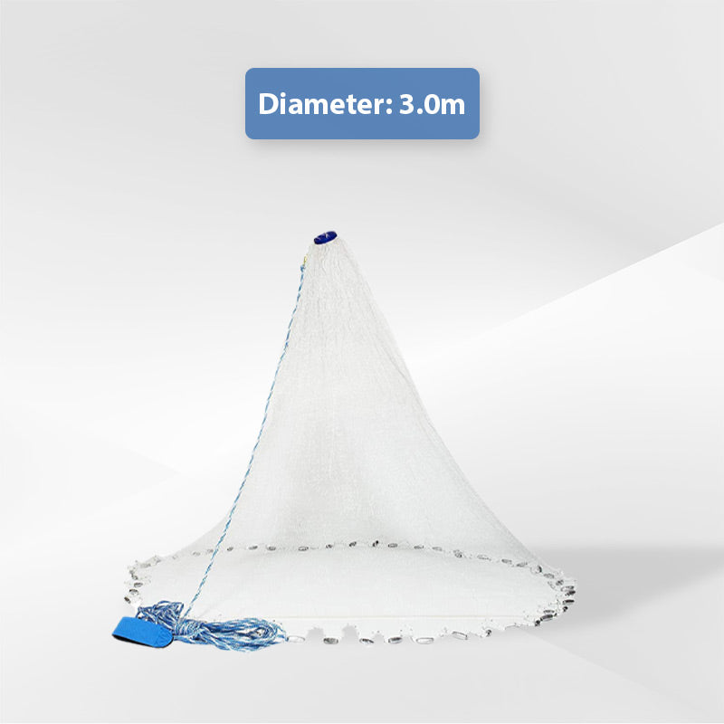 Hand Cast Fishing Net | 3/8" Mesh Bait Cast Net with Heavy Duty Sinkers for Saltwater & Freshwater