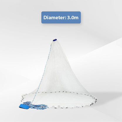 Hand Cast Fishing Net | 3/8" Mesh Bait Cast Net with Heavy Duty Sinkers for Saltwater & Freshwater