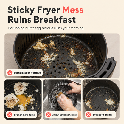 🍲3-Cavity Silicone Air Fryer Egg Mold | Non-Stick Food Grade with Lift Tab for Oven & Steamer