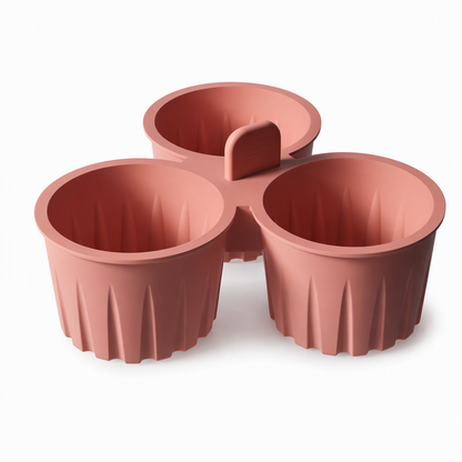 🍲3-Cavity Silicone Air Fryer Egg Mold | Non-Stick Food Grade with Lift Tab for Oven & Steamer