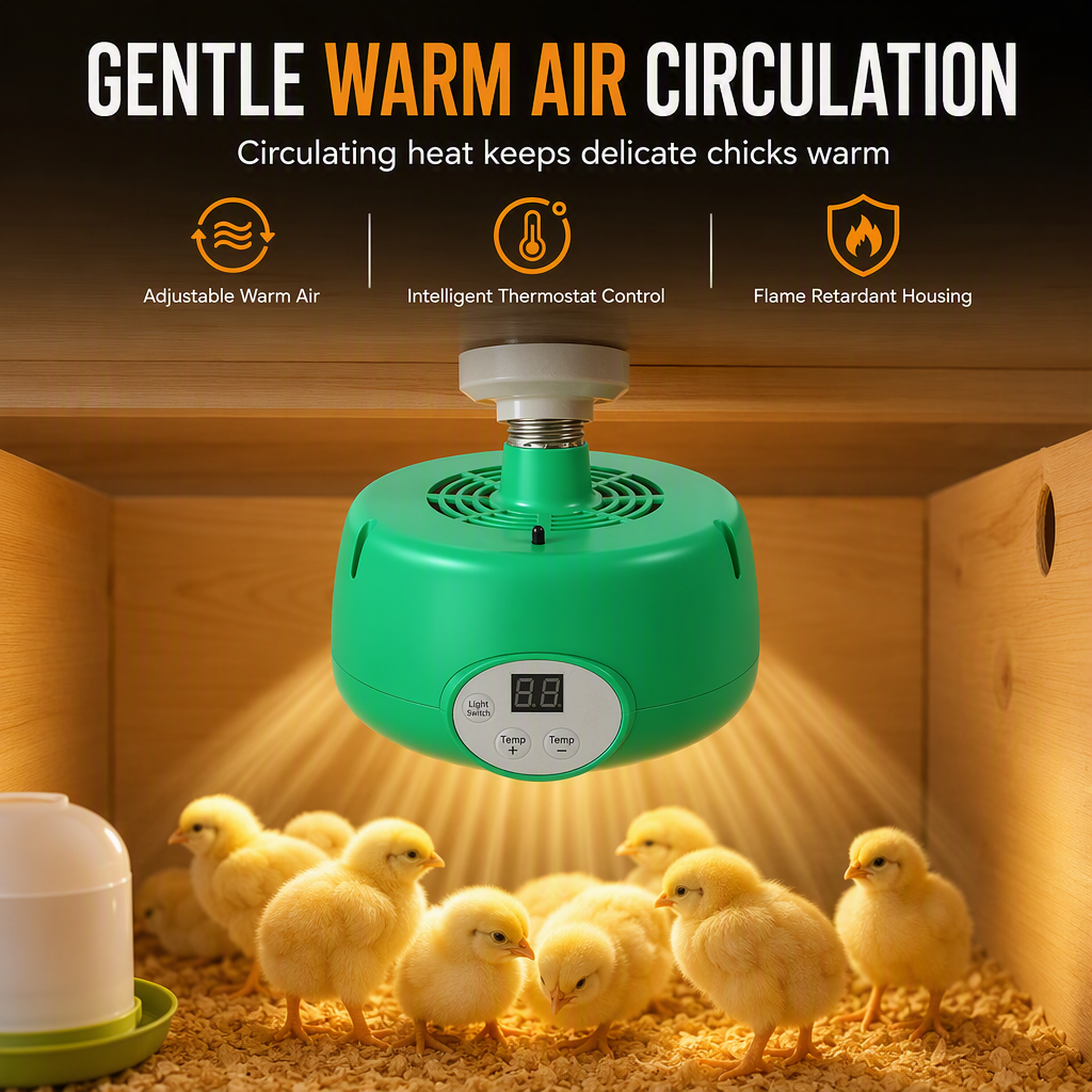 Smart Thermostat Chick Brooder Heater | Adjustable Height & Temperature for Poultry & Ducklings
