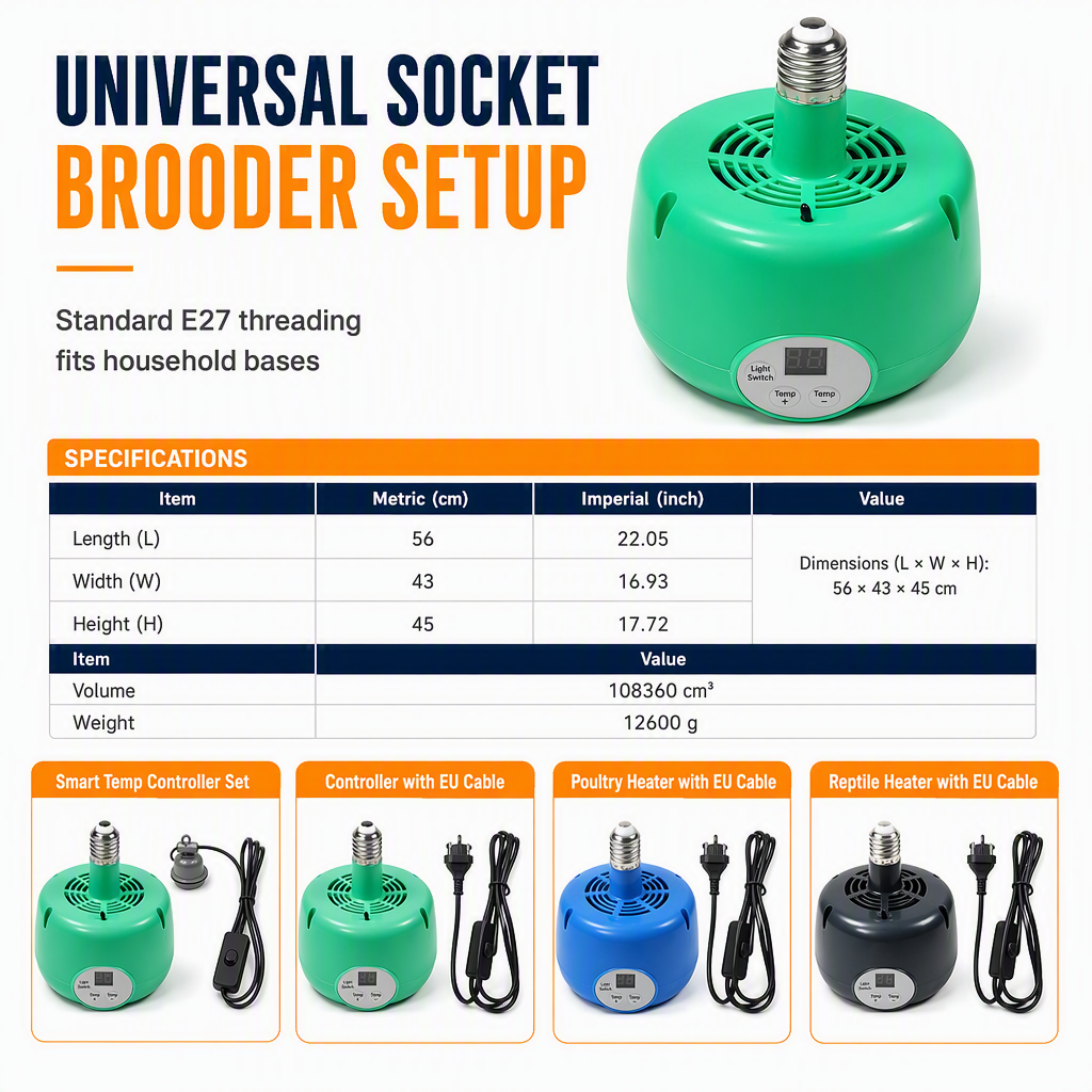 Smart Thermostat Chick Brooder Heater | Adjustable Height & Temperature for Poultry & Ducklings