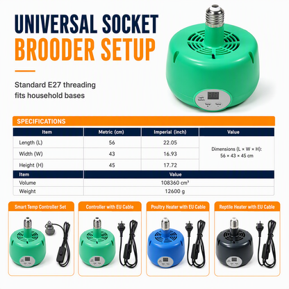 Smart Thermostat Chick Brooder Heater | Adjustable Height & Temperature for Poultry & Ducklings