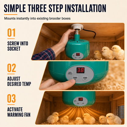 Smart Thermostat Chick Brooder Heater | Adjustable Height & Temperature for Poultry & Ducklings