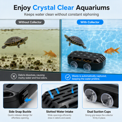 Automatic Bottom Poop Collector for Turtle Tanks | Aquarium Waste Cleaner Keeps Water Clear, Shallow Water Compatible