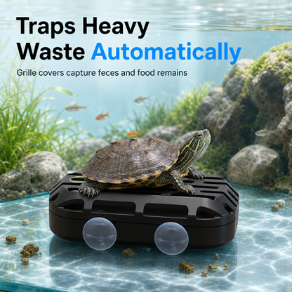 Automatic Bottom Poop Collector for Turtle Tanks | Aquarium Waste Cleaner Keeps Water Clear, Shallow Water Compatible