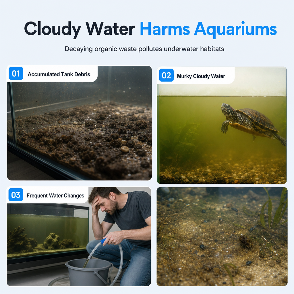 Automatic Bottom Poop Collector for Turtle Tanks | Aquarium Waste Cleaner Keeps Water Clear, Shallow Water Compatible