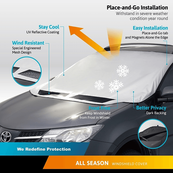 🔥Magnetic Windshield Snow Cover for Ice & Frost | All-Season Sunshade for Cars, SUVs & Trucks