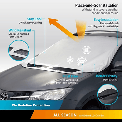 🔥Magnetic Windshield Snow Cover for Ice & Frost | All-Season Sunshade for Cars, SUVs & Trucks
