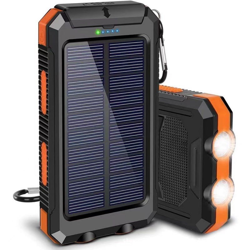 🔋Solar Power Bank with LED Flashlight & Compass | IPX4 Waterproof Portable Solar Charger for Camping, Hiking & Emergency