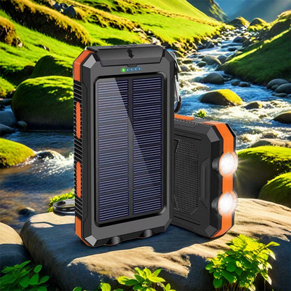 🔋Solar Power Bank with LED Flashlight & Compass | IPX4 Waterproof Portable Solar Charger for Camping, Hiking & Emergency