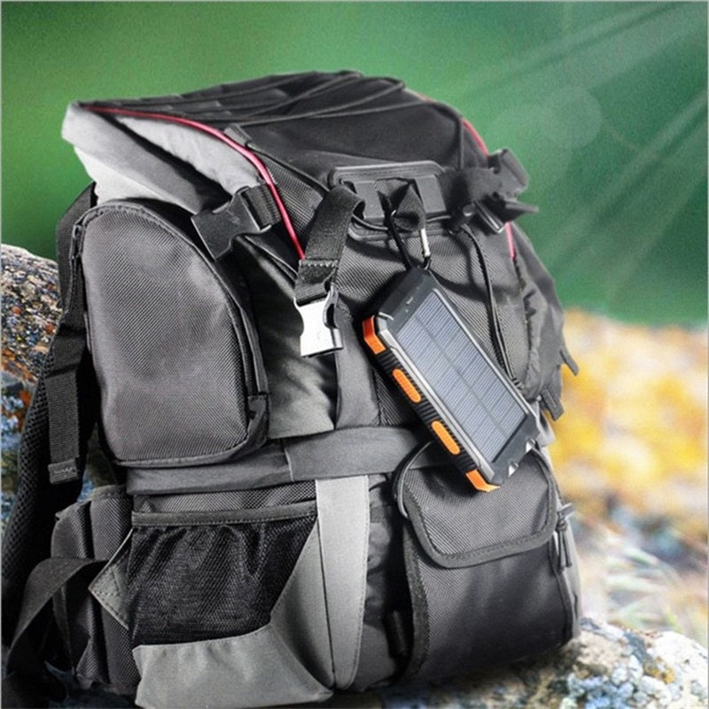 🔋Solar Power Bank with LED Flashlight & Compass | IPX4 Waterproof Portable Solar Charger for Camping, Hiking & Emergency
