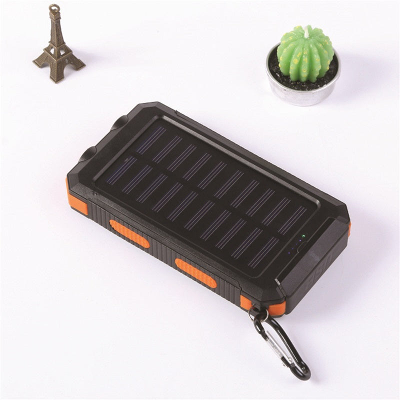 🔋Solar Power Bank with LED Flashlight & Compass | IPX4 Waterproof Portable Solar Charger for Camping, Hiking & Emergency