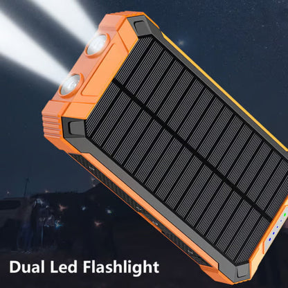 🔋Solar Power Bank with LED Flashlight & Compass | IPX4 Waterproof Portable Solar Charger for Camping, Hiking & Emergency