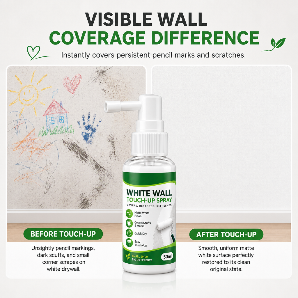🛠️🏠White Wall Repair Spray Paint | Fast-Drying Touch-Up for Covers Stains, No Color Difference✨✨