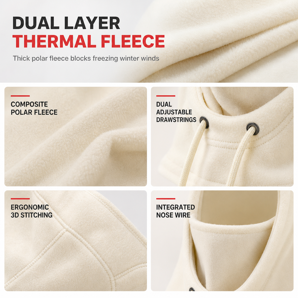 Thermal Fleece Ski Balaclava | Windproof & Breathable Full Face Mask for Skiing, Cycling & Motorcycle