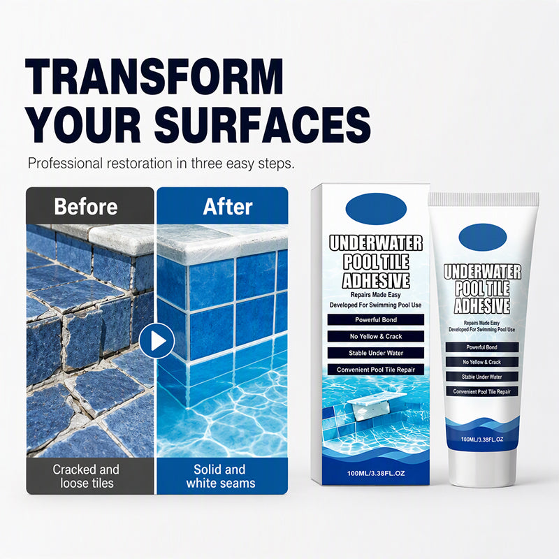🏊✨Underwater Pool Tile Adhesive | Professional Strength Epoxy Repair for Ceramic, Mosaic, Stone & Fountain