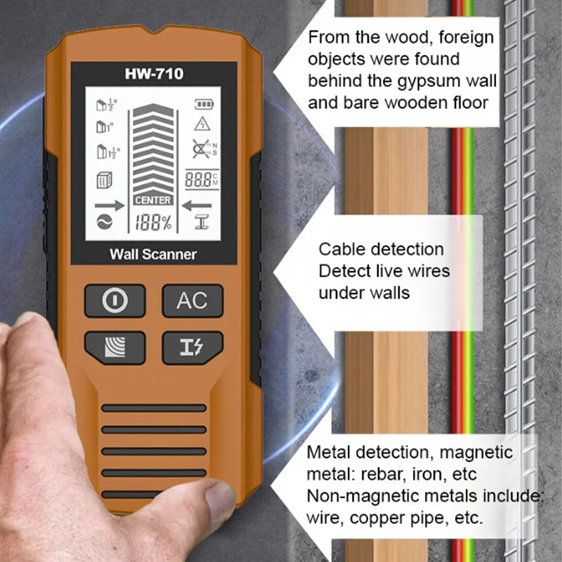 5-in-1 Wall Stud Finder Scanner | LCD Display Metal, Wood & Live Wire Detector for Drilling & Home Renovation