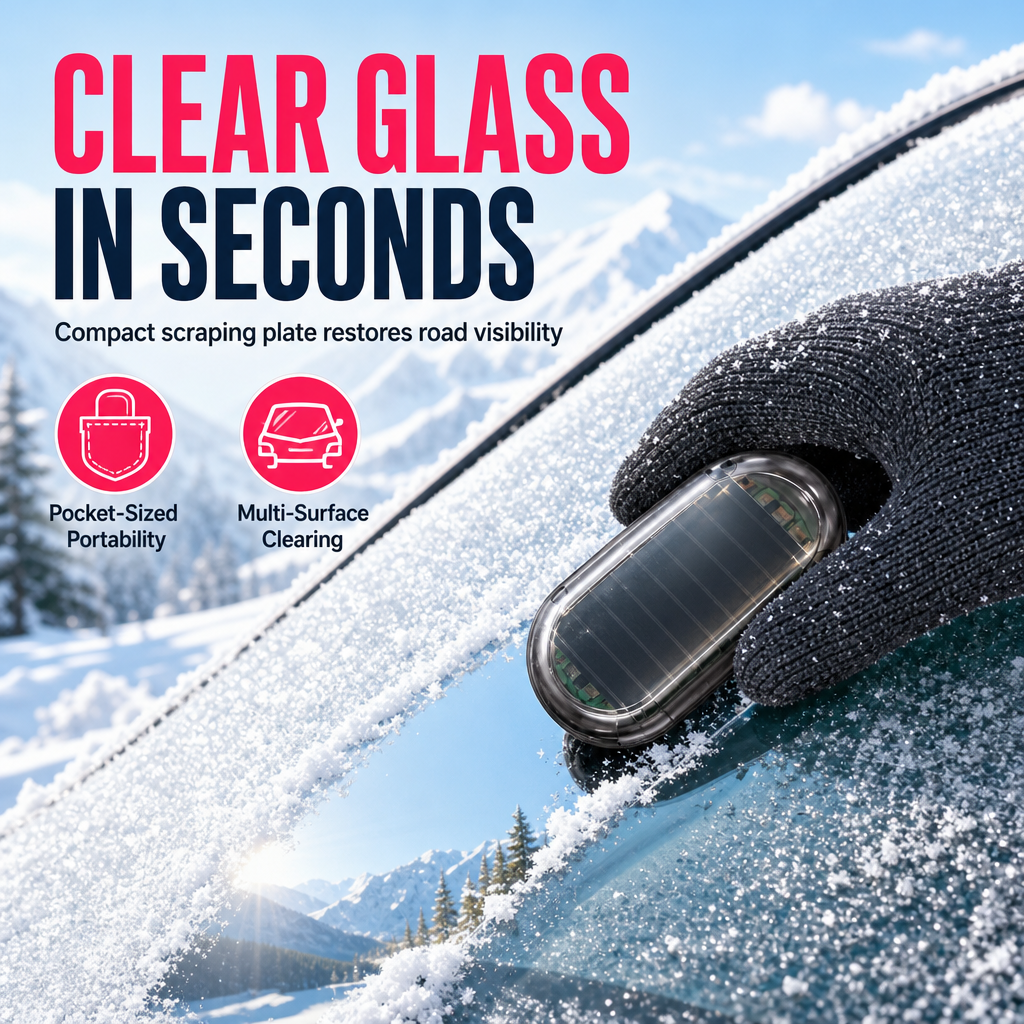 Scratch-Free Car Windshield Ice Scraper | Compact Fast Frost & Snow Remover for Winter Commute