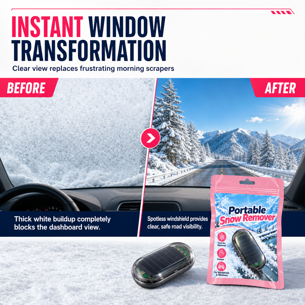 Scratch-Free Car Windshield Ice Scraper | Compact Fast Frost & Snow Remover for Winter Commute