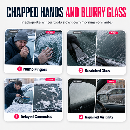 Scratch-Free Car Windshield Ice Scraper | Compact Fast Frost & Snow Remover for Winter Commute