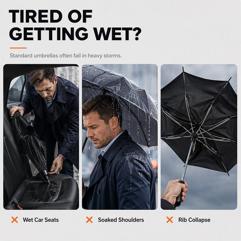 ☂️62 Inch Windproof Folding Umbrella | Double Canopy Vented, Auto Open for Men & Women