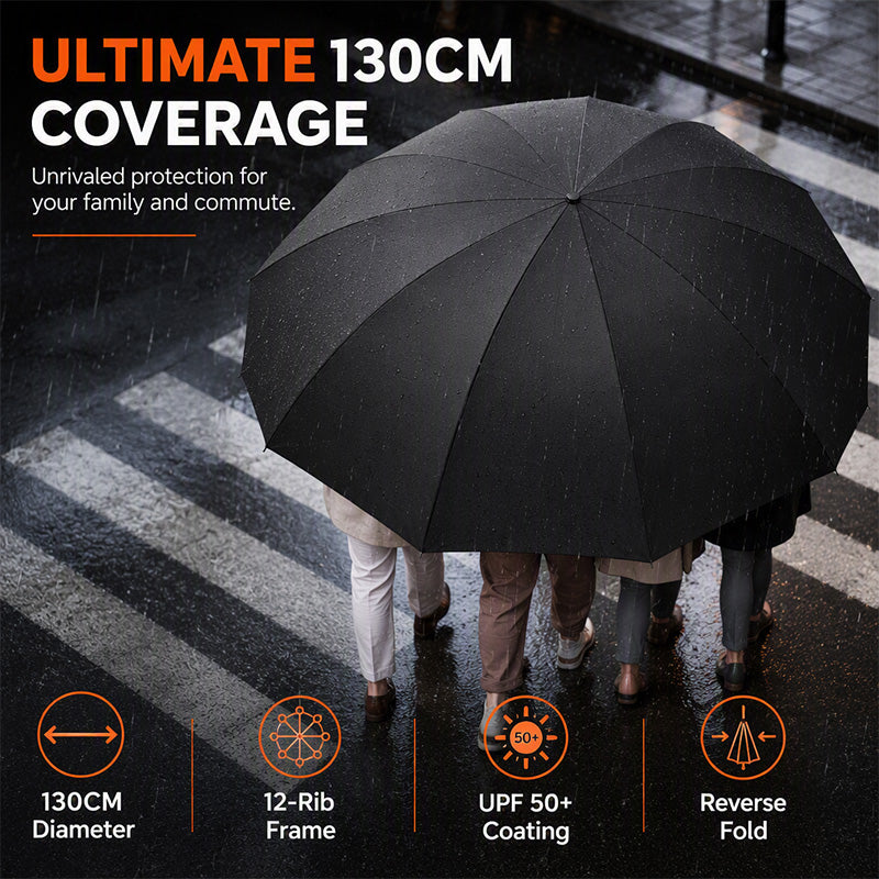 ☂️62 Inch Windproof Folding Umbrella | Double Canopy Vented, Auto Open for Men & Women