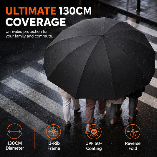 ☂️62 Inch Windproof Folding Umbrella | Double Canopy Vented, Auto Open for Men & Women