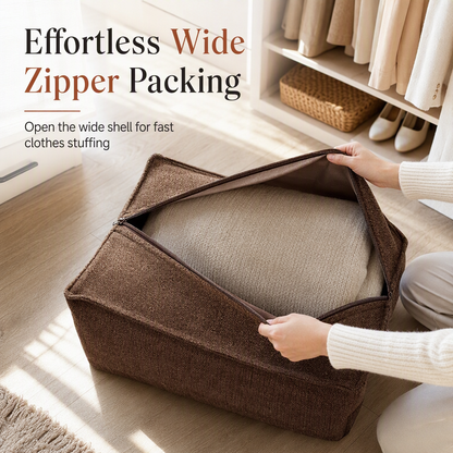 Unstuffed Square Pouf Cover | Storage Ottoman Slipcover for Living Room, Bedroom & Clothes Storage, Washable 45x45x23cm