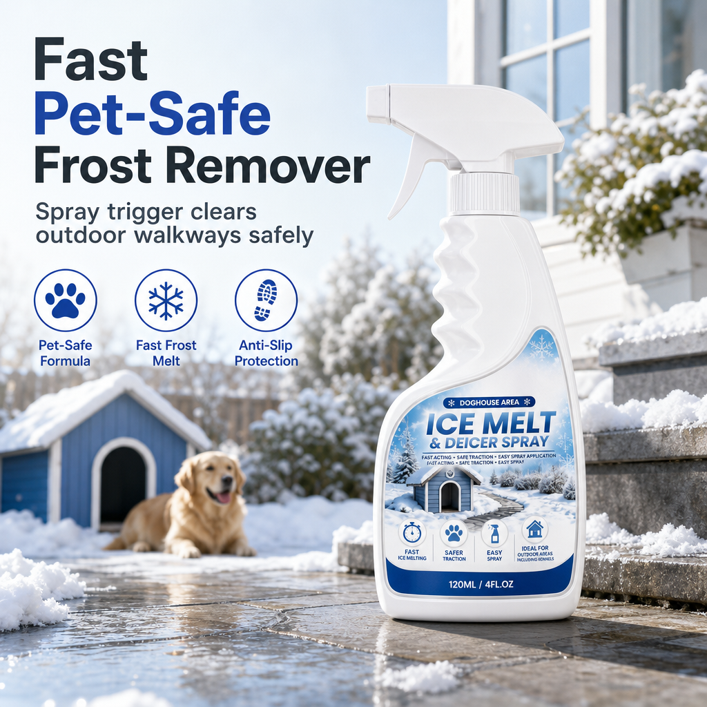 🧊Outdoor De-Icer Spray for Slippery Steps, Walkways, Patios & Kennel Entries — Pet-Safe Snow Melter, Fast-Acting, Safe for Dog Paws, 120ml