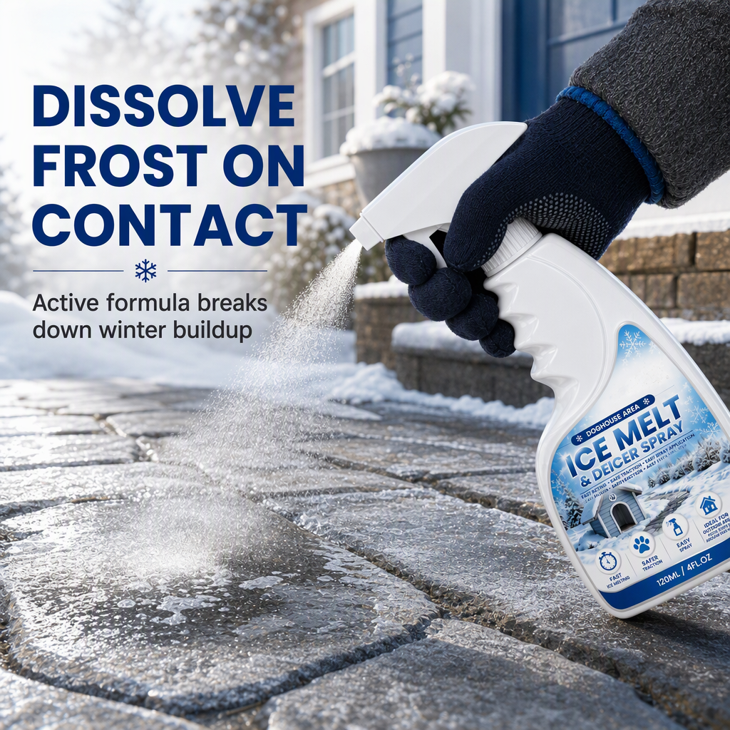 🧊Outdoor De-Icer Spray for Slippery Steps, Walkways, Patios & Kennel Entries — Pet-Safe Snow Melter, Fast-Acting, Safe for Dog Paws, 120ml